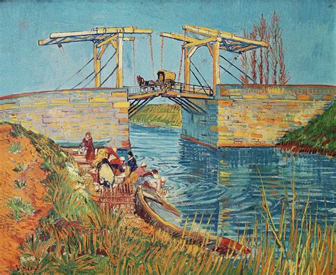 Drawbridge At Arles With A Group Of Washerwomen Pont De Langlois