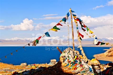 Tibetan Plateau Scene-Tibetan Prayer Flags Of The Lake Namtso Stock ...