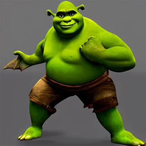 Shrek Fighting Keyboard Half Body Shot Path Traced Stable Diffusion