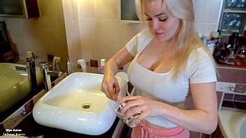 Slut Blonde Brushing Her Teeth With Cum And Piss Blowjob Dirty Girl