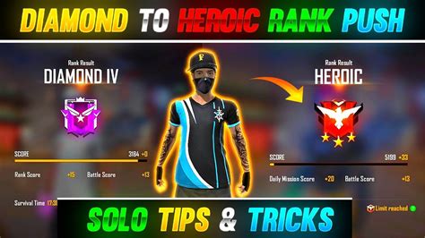 Diamond To Heroic Fast Rank Push In 3 Hrs Solo Rank Push Tips In Free Fire Rank Push Tips