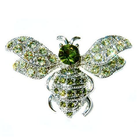 Swarovski Crystal Queen Bumble Bee Honey Green Insect Bug Pin Etsy