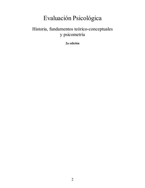 SOLUTION Libro Evaluaci N Psicol Gica Historia Fundamentos Te Rico