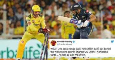 Ipl Final Cricket World Erupts As Ms Dhoni Stumps Shubman Gill In