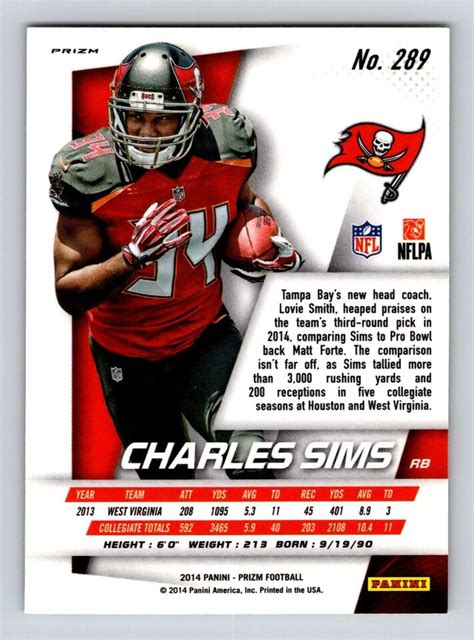 Panini Prizm Charles Sims Tampa Bay Buccaneers Panini Logo