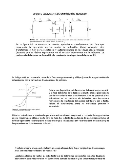 2 Circuito Equivalente De Un Motor De Inducción Pdf Transformador