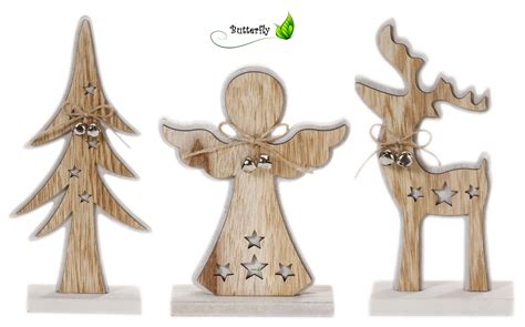 Weihnachtsfiguren Mit Sternen Und Gl Ckchen Holz St Ck