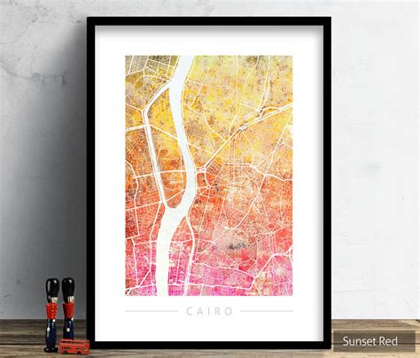 Cairo Map City Street Map of Cairo Egypt Art Print - Etsy