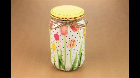 Decoupage Jar Painted Jar Painted Glass Diy Decoupage Tutorial