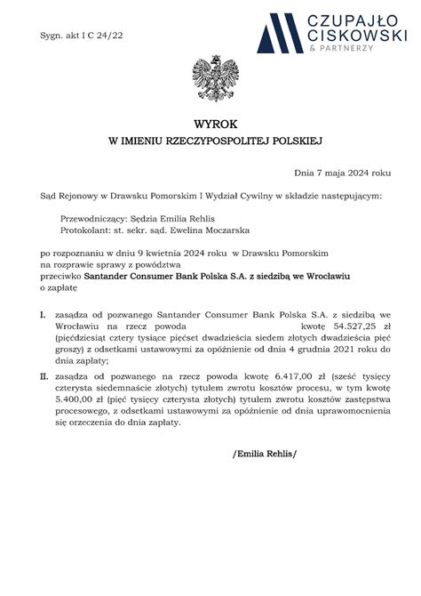 Wygrane sprawy frankowe Maj 2024 Czupajło Ciskowski Partnerzy