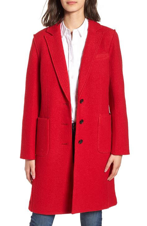 Olga Boiled Wool Topcoat Main Color Bright Red Winter Coats Women