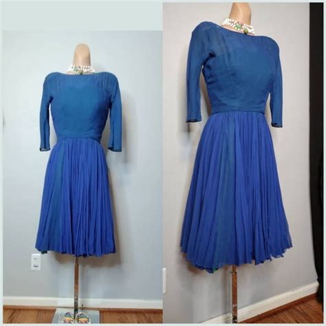 1950s Arnold Scaasi Designer Silk Cocktail Dress Ro… Gem