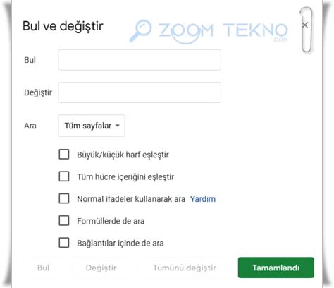 Google E Tablolarda Arama Nasıl Yapılır ZOOMTEKNO