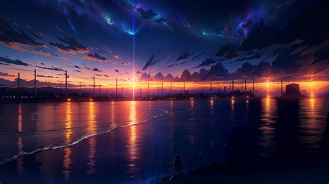 Sunset Scenery Sky Anime 4K #2990j Wallpaper PC Desktop