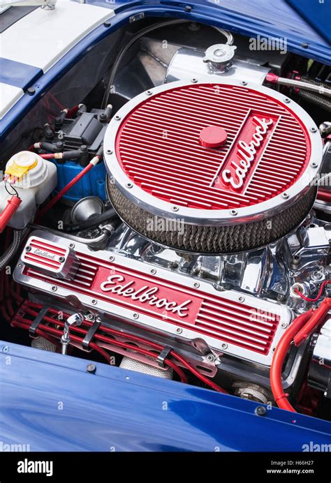 Edelbrock Engine In An Ac Cobra Car Stock Photo Alamy