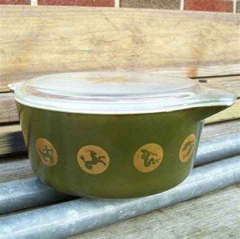 Vintage Zodiac Pyrex Covered Casserole Dish