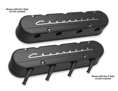 Holley 241-177 2-Pc LS "Chevrolet" Script Valve Covers - Black Machined ...