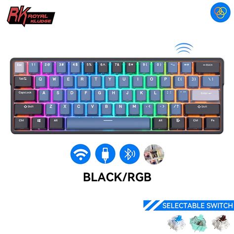 Royal Kludge RK61Plus 2 4G Wireless Bluetooth 3 0 And USB C Three Mode Hot Swap RGB Backlit Mini