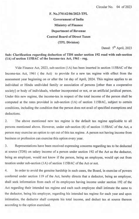 Clarification Regarding Tds Under Section 192 Read With Sub Section 1a