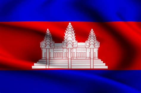 Ejemplo De La Bandera De Camboya Que Agita 3D Stock de ilustración