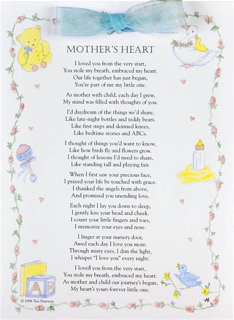 Mothers Heart New Baby Card New Baby Poem, Mom Poems, Mothers Day Poems ...