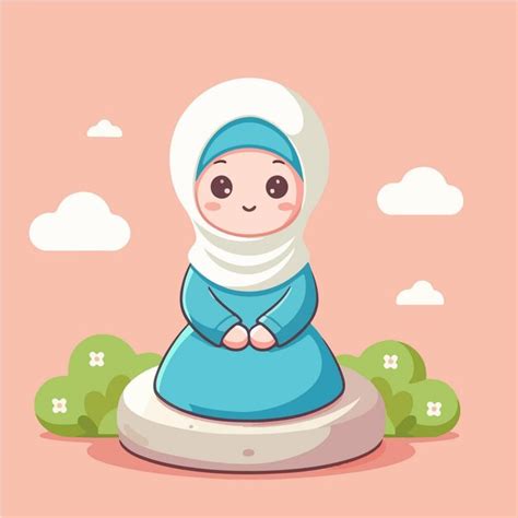 Premium Vector Vector Cute Muslim Girl Cartoon Character