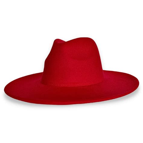 Red Fedora Womens Fedora Mens Fedora Red Color Wide Brim Etsy