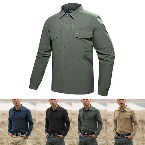 Militar T Tico Camisa De Secagem R Pida Masculina Manga Longa