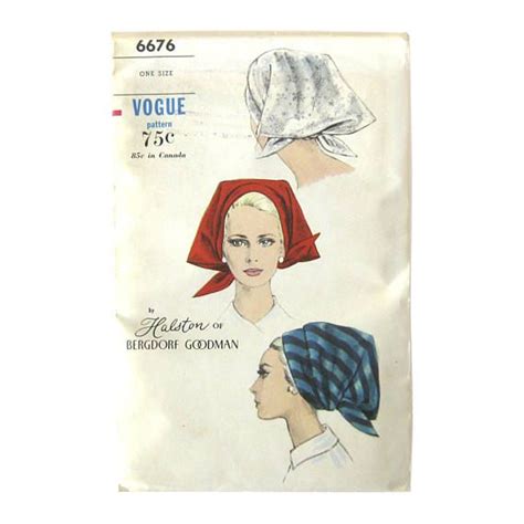 1960 Vintage Vogue Hat Pattern Scarf Hats Halston Design Etsy Vintage Vogue Halston