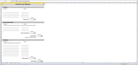 Profit & Loss Statement Template in Excel - Eloquens