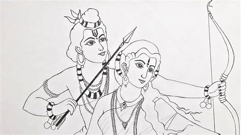 Lord Shree Ram Drawing Easy Pencil Drawing Of Lord Ram Sita Easy