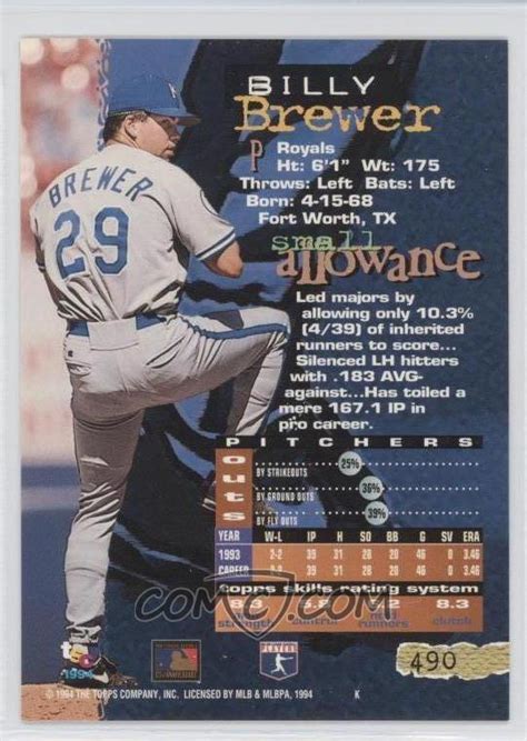 1994 Topps Stadium Club Base Golden Rainbow 490 Billy Brewer