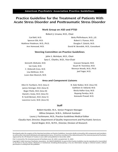 Practice Guideline For The Treatment Of Patients With Acute Stress