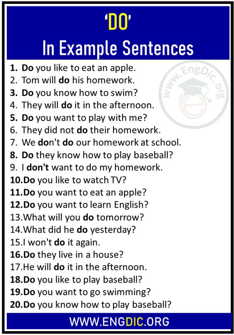 20 Sentences Using ‘DO’, DO in Example Sentences - EngDic