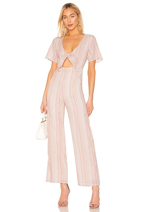 Superdown Mollie Tie Front Jumpsuit In Red White Stripe In ORANGE