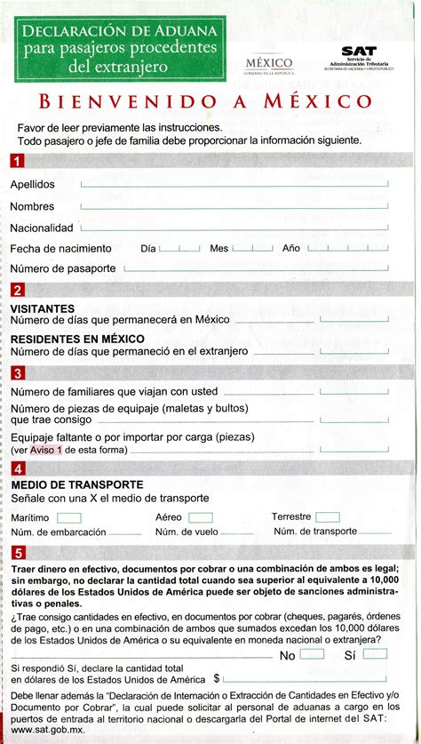 Printable Customs Form For Mexico - Printable Forms Free Online