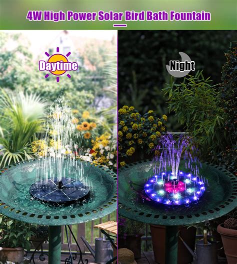 Szmp Solar Fountain 4w Bird Bath Fountains 2023 Upgraded 60led Lights