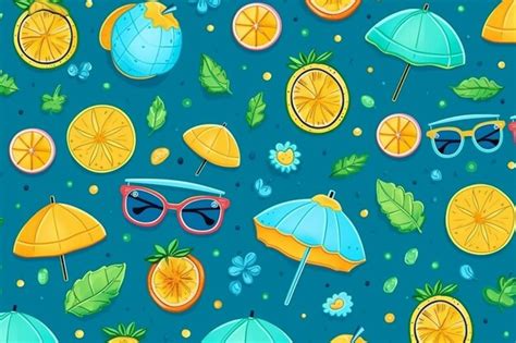 Premium Photo Cheerful Pattern With Summer Objects