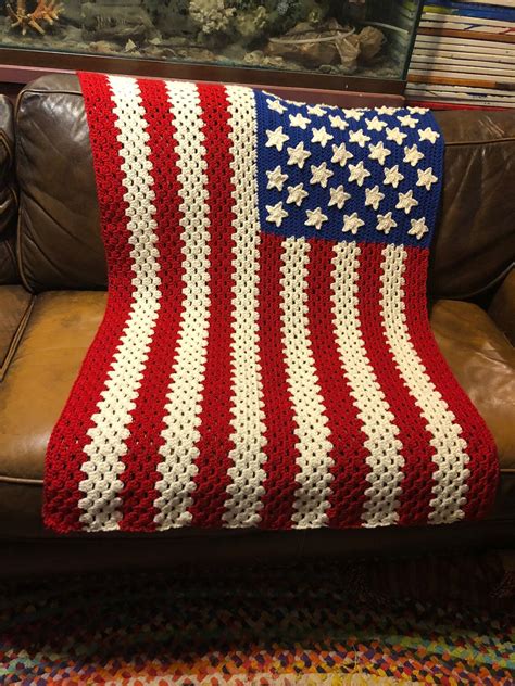 Crochet American Flag Afghan Blanket HANDMADE | Etsy