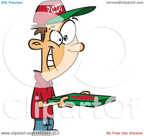 Clipart of a Cartoon Happy White Pizza Delivery Guy Holding a Box ...