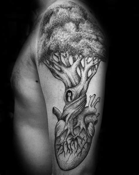 Heart With Tree Family Tattoo Designs