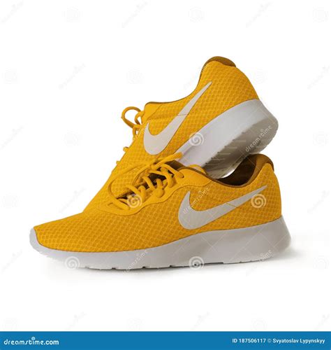 Yellow Sneakers of Nike Brand. Sport Unisex Model for Running. Shoes on ...