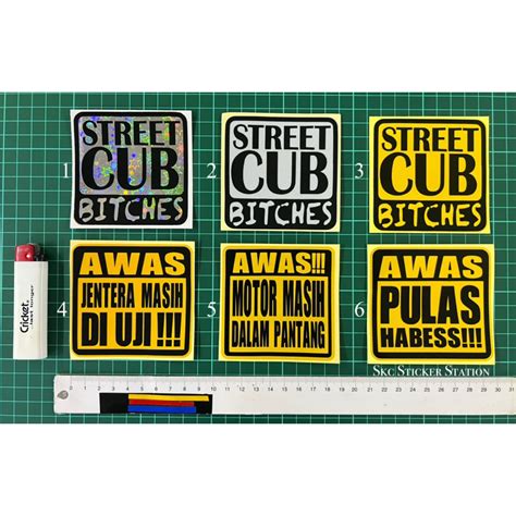 Sticker Ayat Perkataan Street Cub Awas Pulas Habess Masih Pantang Cutting Sticker