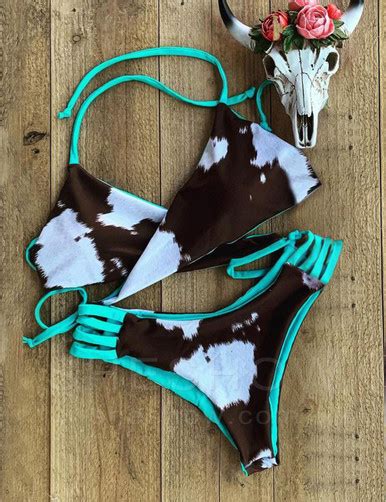 Cow Print Two Piece Bikini Set