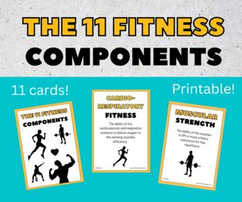 Fitness Components Printable Cards Posters By Pe Buddy Tpt