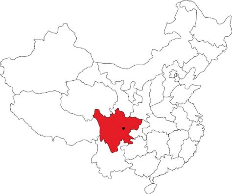 Map of The Peoples Republic of China, highlighting the Sichuan province ...