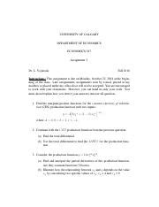 F Econ Assignment Pdf University Of Calgary Department Of