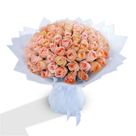 Peach Roses Bouquet - Choiceflowersuae