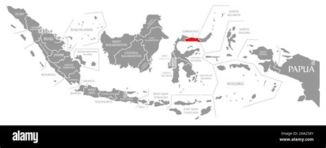 Gorontalo Red Highlighted In Map Of Indonesia Stock Photo Alamy