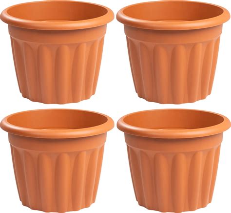 Wham 4x Vista Plastic Planter Round Garden Plant Pot Medium Floor Pot